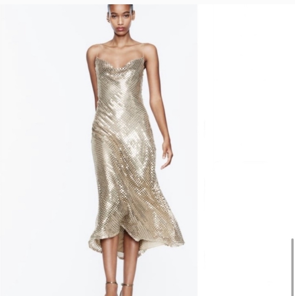 Zara gold mesh slip dress - Picture 11 of 16